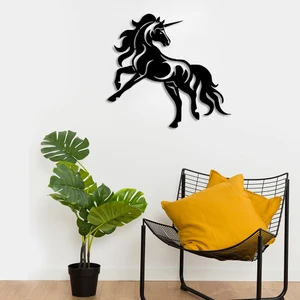 Ayakları Havada Unicorn Yapıştırma Duvar Oda Ev Aksesuarı Ahşap Tablo 50 x 46 cm