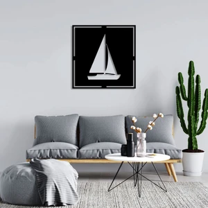 Geometrik Yelkenli Tekne Figürü Duvar Oda Ev Aksesuarı Ahşap Tablo 50 x 50 cm