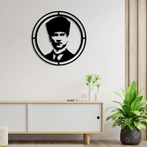 Mustafa Kemal Atatürk Resmi Potresi Duvar Ev Aksesuarı Ahşap Tablo 50 x 50 cm