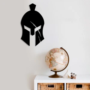 Sparta Askeri Kaskı Duvar Oda Ev Aksesuarı Ahşap Tablo 27 x 50 cm