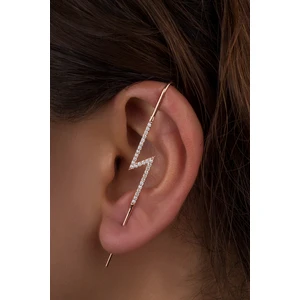 By Barun Tekli  Beyaz  Şimşek Yıldırım Baston Küpe - Rose