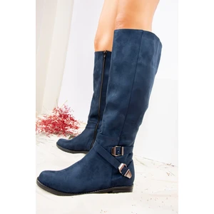 Fox Shoes Lacivert Süet Kadın Çizme E726203402