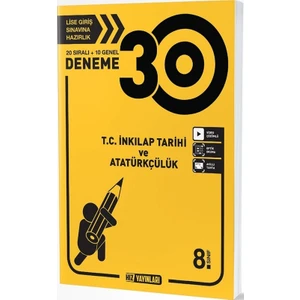 Hız Yayınları 8. Sınıf T.C İnkılap Tarihi ve Atatürkçülük 30'lu Deneme