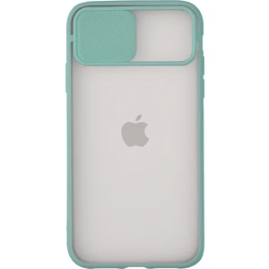 Apple iPhone XS Kapak Lensi Açılır Kapanır Kamera Korumalı Silikon Kılıf - Su Yeşili