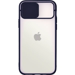Apple iPhone 12 Pro Max Kapak Lensi Açılır Kapanır Kamera Korumalı Silikon Kılıf - Lacivert