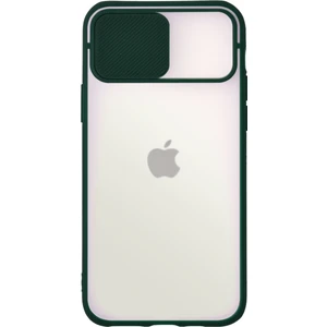 Apple iPhone 12 Pro Max Kapak Lensi Açılır Kapanır Kamera Korumalı Silikon Kılıf - Yeşil