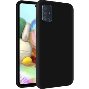 Samsung Galaxy M31S Kapak Içi Kadife Soft Logosuz Lansman Silikon Kılıf - Siyah