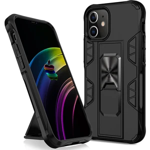 Apple iPhone 12 Pro Kapak Standlı Mıknatıslı Tank Kılıf - Siyah