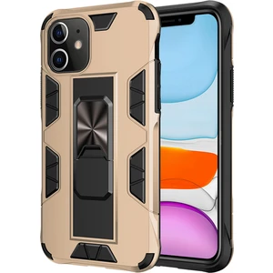 Apple iPhone 11 Kapak Standlı Mıknatıslı Tank Kılıf - Gold