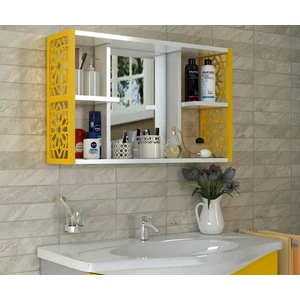 Terek Aynalı Banyo Dolabı Sarı