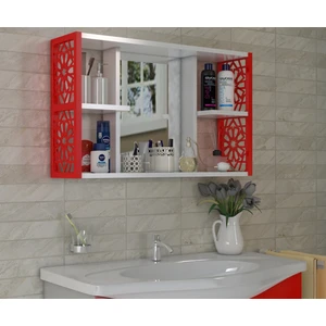Terek Aynalı Banyo Dolabı Kırmızı