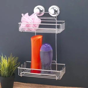 Vakumlu Banyo Duvar Rafı Şampuanlık 2 Katlı