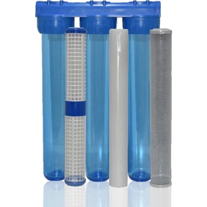 20 Inç 3 Aşama Daire Bina Sayaç Girişi Su Arıtma Cihazı Yıkanabilir-1 Mikron-Blok