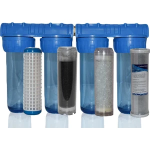 Daire Bina Sayaç Girişi 4 Aşama Su Arıtma Sistemi Yıkanabilir - Gac - Silifoz - Blok Karbon