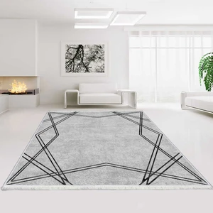 Bazaarforum Prizma Serisi Deri Taban Saçaklı Salon Halısı 180 x 180 cm FM-2504