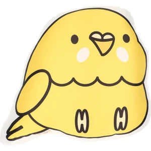 Kuş Arkadaşım Muhabbet Kuşu 3 Boyutlu Yastık Kuşlu Sarı