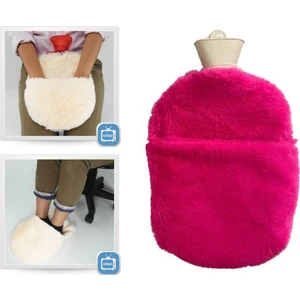 Sıcak Su Torbası Cepli Model Peluş,pembe Renkli Termofor 35X23X2CM 2 lt