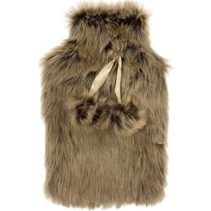 Sıcak Su Torbası Peluş Ponponlu Kahverenkli Termofor 28X18X2CM 1 lt