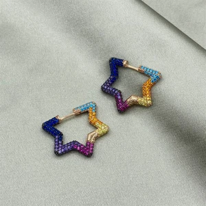 AilaDesign Renkli Taşlı Yıldız Küpe