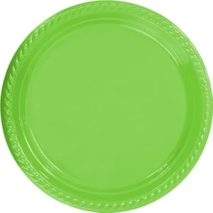 Renkli Plastik Tabak Çap 22 cm 25 Adet Yeşil