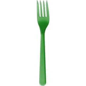 Lüks Plastik Çatal Renkli 25 Adet Yeşil