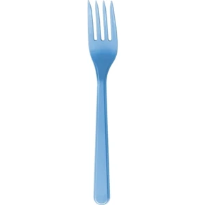 Lüks Plastik Çatal Renkli 25 Adet Mavi