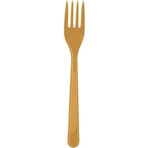 Lüks Plastik Çatal Renkli 25 Adet Gold