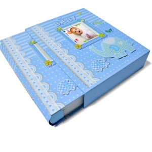 15X21 100'LÜK Erkek Çocuk Bebek Çocuk Fotoğraf Albüm - Mavi