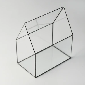 El Crea Designs Teraryum Geometrik Cam Prizma Fanus Siyah Antrasit