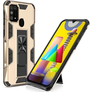 Caseart Samsung Galaxy M31 Kapak Standlı Mıknatıslı Tank Kılıf - Gold