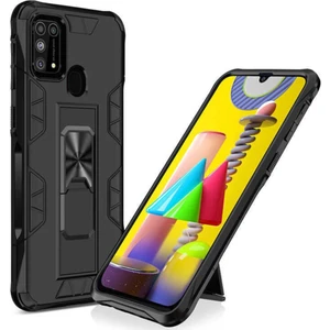 Caseart Samsung Galaxy M31 Kapak Standlı Mıknatıslı Tank Kılıf - Siyah