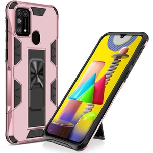 Caseart Samsung Galaxy M31 Kapak Standlı Mıknatıslı Tank Kılıf - Rose Gold