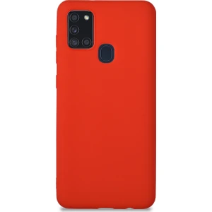 Caseart Samsung Galaxy A21S Kılıf Kamera Korumalı Premier Silikon Kapak - Kırmızı
