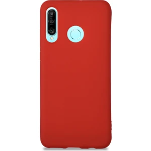 Caseart Huawei P30 Lite Kılıf Kamera Korumalı Premier Silikon Kapak - Kırmızı