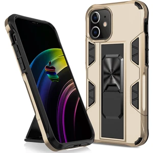 Caseart Apple iPhone 12 Pro Max Kapak Standlı Mıknatıslı Tank Kılıf - Gold