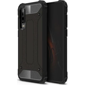 Caseart Huawei P30 Kapak Çift Katmanlı Zırh Tank Kılıf - Siyah