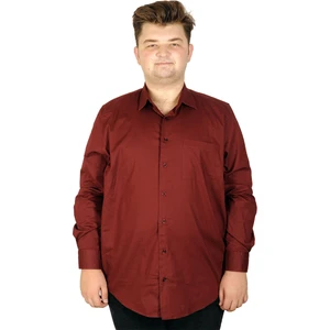 Modexl Büyük Beden Erkek Klasik Cepli Gömlek Likralı 20350 Bordo
