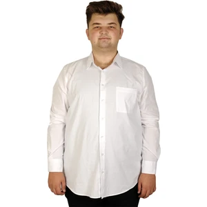Modexl Büyük Beden Erkek Klasik Cepli Gömlek Likralı 20350 Beyaz