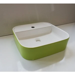 Güral Vit Nova 42 x 42 cm Mobilya Üstü Lavabo Dış Yeşil / Iç Beyaz