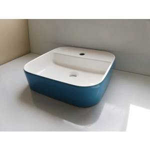 Güral Vit Nova 42 x 42 cm Mobilya Üstü Lavabo Dış Turkuaz / Iç Beyaz