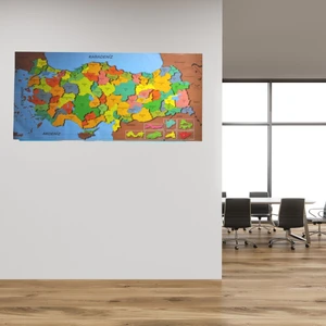 Renkli Türkiye Haritası Manyetik Yapıştırıcı Gerektirmeyen Duvar Stickerı 118 cm x 56 cm
