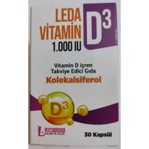 Vitamin D3 1000 IU  D Vitamin  İçeren Takviye 30 Kapsül