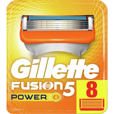 Gillette Fusion 5 Power Yedek 8'li Karton Ambalaj Ergonomik Tasarım ve Uzun Ömürlü