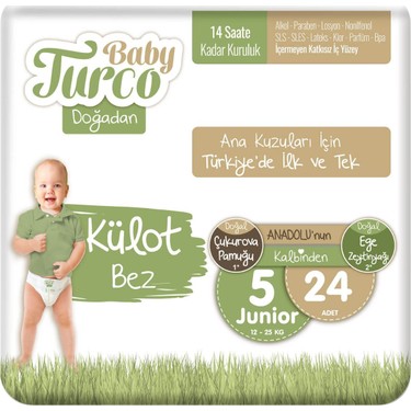 baby turco dogadan kulot bez 5 numara junior 24 lu fiyati