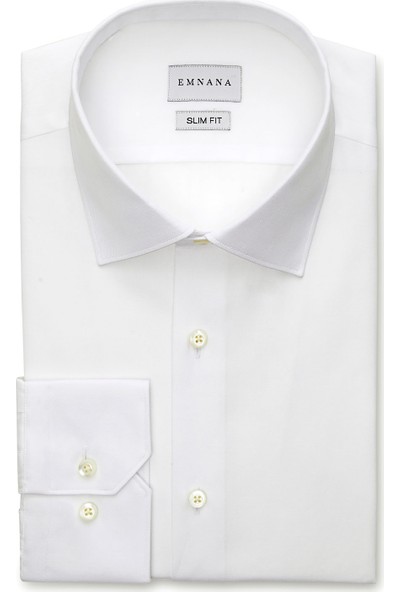 Emnana Beyaz Premium Twill Slim Fit Gömlek