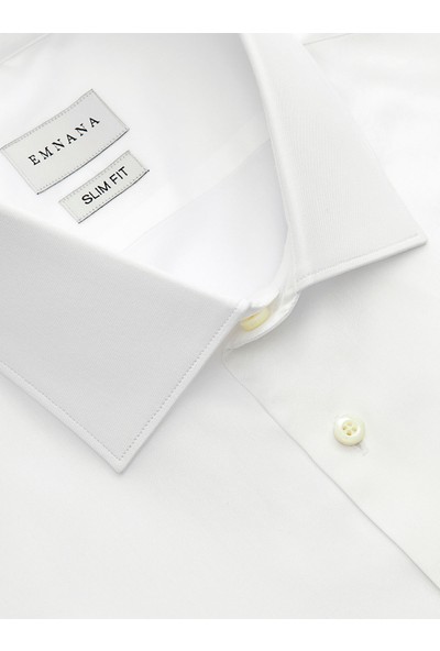 Emnana Beyaz Premium Twill Slim Fit Gömlek