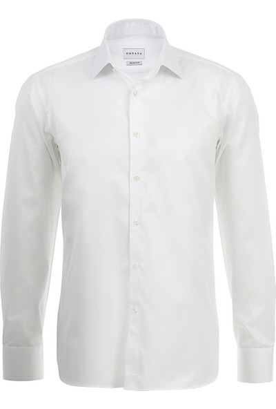 Emnana Beyaz Premium Twill Slim Fit Gömlek