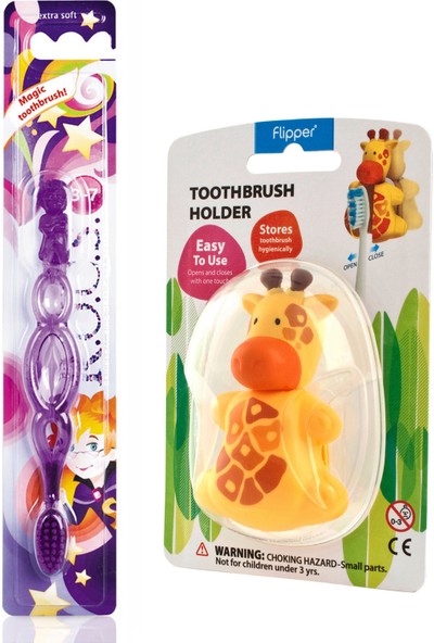 R.o.c.s. Kids 3-7 Yaş Diş Fırçası + Flipper Hijyenik Saklama Kabı Seti Zürafa Figürlü
