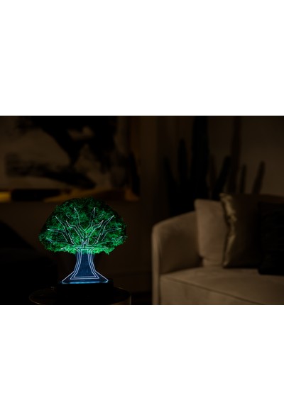 Benta Design 3D Şoklanmış Yosun Çınar Ağacı 3 Boyutlu Dekoratif LED Masa