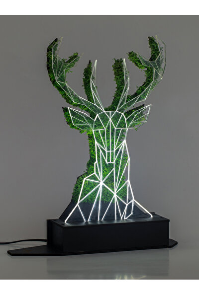 Benta Design 3D Geyik Şoklanmış Yosun 3 Boyutlu Dekoratif LED Masa